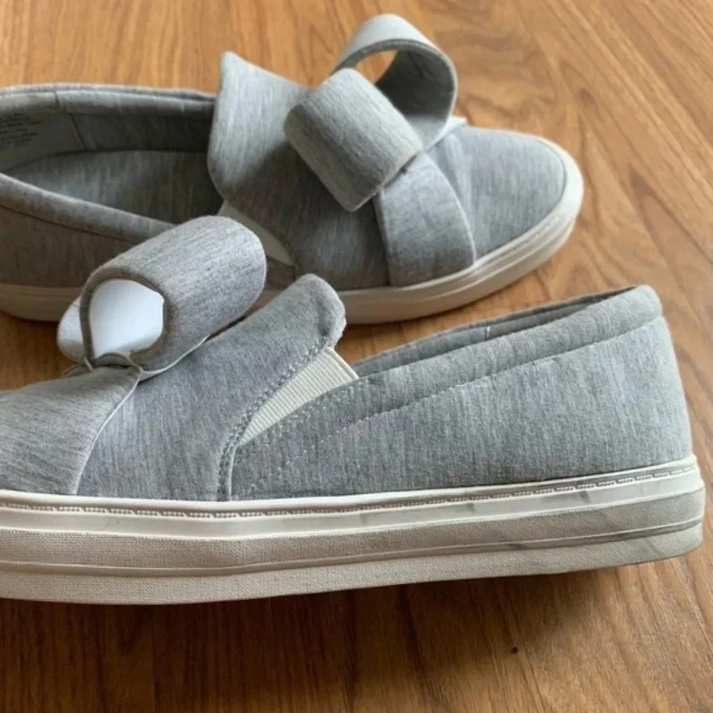 Nine West Gray Slip On Fabric Casual Bow Sneakers Odienella Size 10.5 - Picture 8 of 11